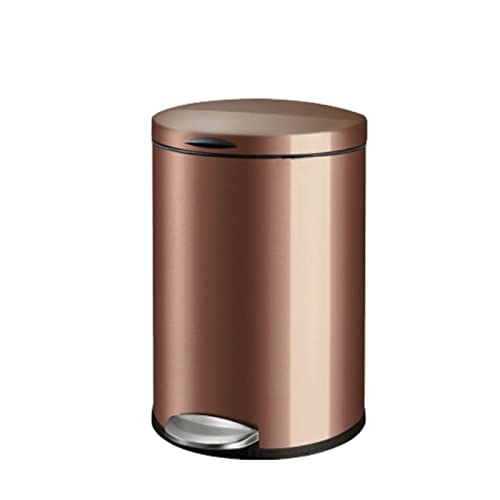 CAOJLjiaxiang-2012 Mülleimer 5L/9L/12L Haushaltstret-Mülleimer Edelstahl Wohnzimmer mit Deckel Badezimmer Schlafzimmer Fußpedal Licht Luxus Küche Büro Badezimmer Mülleimer (Braun, 9L) von CAOJLjiaxiang-2012