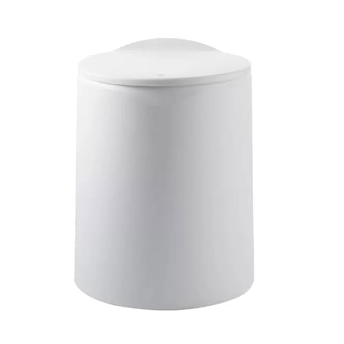 CAOJLjiaxiang-2012 Mülleimer für Zuhause, Wohnzimmer, kreatives Badezimmer mit Deckel, Papierkorb, Schlafzimmer, Bedeckung, nordischer Stil, Badezimmer-Mülleimer (weiß, mittel) von CAOJLjiaxiang-2012