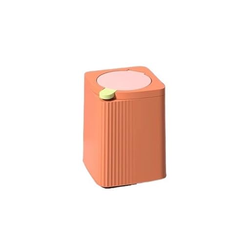CAOJLjiaxiang-2012 Mülleimer mit Deckel, Haushaltslicht, luxuriös, Wohnzimmer, Schreibtisch, großes Fassungsvermögen, Druckknopfdeckel, WC, Badezimmer, Küche, Abfalleimer (Orange, klein) von CAOJLjiaxiang-2012