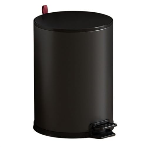 CAOJLjiaxiang-2012 Mülleimer rund aus Edelstahl mit Soft-Close-Deckel, Pedal und herausnehmbarem Inneneimer, 8/10/15 Liter, Mattschwarz, L von CAOJLjiaxiang-2012