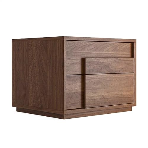 CAOJLjiaxiang-2012 Nachttisch, Holz, quadratischer Baum, braun/schwarz, doppelte Schublade, versteckter Griff, Möbel für den Boden des Schlafzimmers, Braun von CAOJLjiaxiang-2012