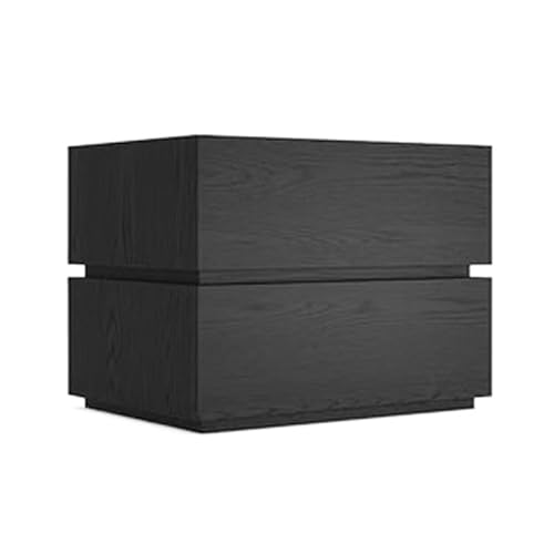 CAOJLjiaxiang-2012 Nachttisch, klein, minimalistisch, Holz, einfarbig, mit doppelter Schublade, Stauraum für Schlafzimmer, Möbel (schwarz, groß) von CAOJLjiaxiang-2012