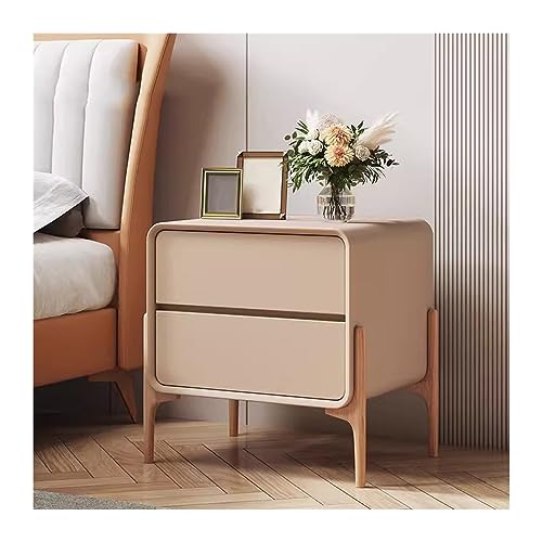 CAOJLjiaxiang-2012 Nachttisch, minimalistischer Nachttisch für Schlafzimmer, kleine Vitrine aus Holz mit doppelten Schubladen (Beige, klein) von CAOJLjiaxiang-2012