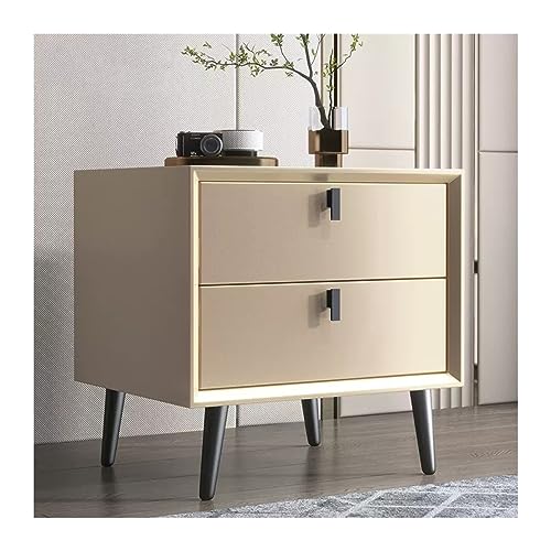 CAOJLjiaxiang-2012 Nachttisch aus Holz, Nachttisch mit doppelter Schublade, modern und einfach, erhöhte Schrankbeine, einfarbig, Möbel (Beige, Mittel) von CAOJLjiaxiang-2012