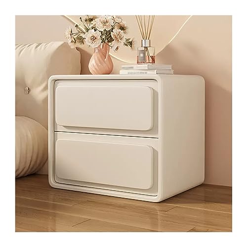 CAOJLjiaxiang-2012 NightStands Nachttisch aus Holz, cremefarben, einfarbig, schlicht, mit zwei Schubladen, Nachttisch, Möbel, großes Fassungsvermögen, Stauraum (weiß, groß) von CAOJLjiaxiang-2012
