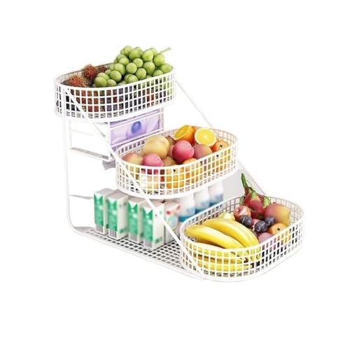 CAOJLjiaxiang-2012 Obstkorb, 3-stöckig, Obstkorb, Küchen-Arbeitsplatte, Obstschale, dekorativer Obstschalenständer, Obstkorb, Schüssel (weiß) von CAOJLjiaxiang-2012