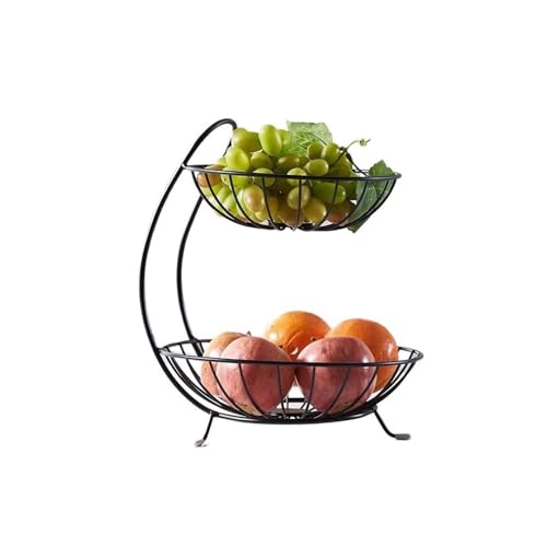CAOJLjiaxiang-2012 Obstkorb, Obstkorb mit 2 Ebenen, für Küchentheke, Aufbewahrungsständer aus Metall für Obst und Gemüse, Obstkorb in Schüssel, Schwarz CAOJLjiaxiang-2012 Obstkorb, Obstkorb mit 2 Ebenen, für Küchentheke, Aufbewahrungsständer aus Metall für Obst und Gemüse, Obstkorb in Schüssel, Schwarz von CAOJLjiaxiang-2012