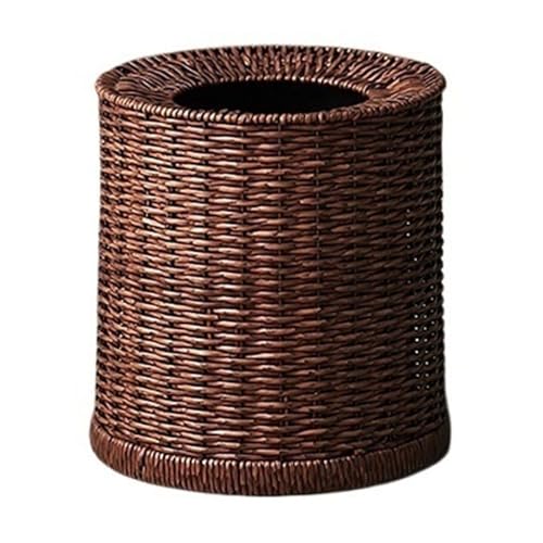 CAOJLjiaxiang-2012 Rattan-Mülleimer, runder Deckelloser Abfalleimer, 8/12 Liter, oben offen, gewebter Mülleimer mit Inneneimer für Zuhause, Büro, Badezimmer, Mülleimer (8 l) von CAOJLjiaxiang-2012