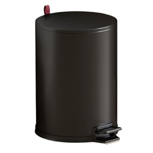 CAOJLjiaxiang-2012 Runder Edelstahl-Mülleimer mit sanft schließendem Deckel und Fußpedal und herausnehmbarem Inneneimer, 8/10/15 Liter Badezimmer-Mülleimer (Schwarz, L) von CAOJLjiaxiang-2012