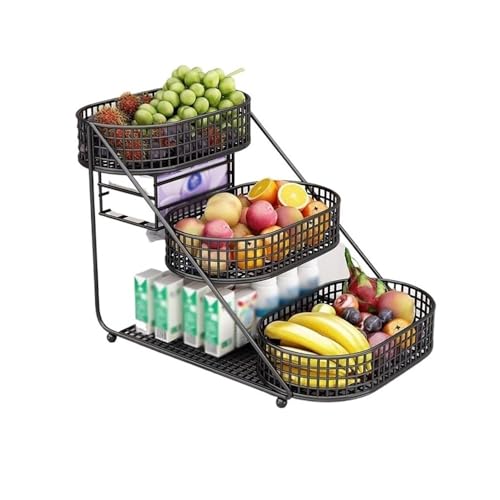 Corbeille de Fruits Obstkorb, 3-stöckig, Obstschale, dekorativer Obstschalenständer, Schwarz Corbeille de Fruits Obstkorb, 3-stöckig, Obstschale, dekorativer Obstschalenständer, Schwarz von CAOJLjiaxiang-2012