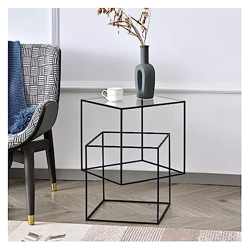 Couch-Beistelltisch, quadratischer Beistelltisch, schmaler Beistelltisch mit Tischplatte aus gehärtetem Glas und Metallrahmen, neben dem Sofa, Nachttisch für Wohnzimmer, Schlafzimmer, Balkon und Büro Couch-Beistelltisch, quadratischer Beistelltisch, schmaler Beistelltisch mit Tischplatte aus gehärtetem Glas und Metallrahmen, neben dem Sofa, Nachttisch für Wohnzimmer, Schlafzimmer, Balkon und Büro von CAOJLjiaxiang-2012
