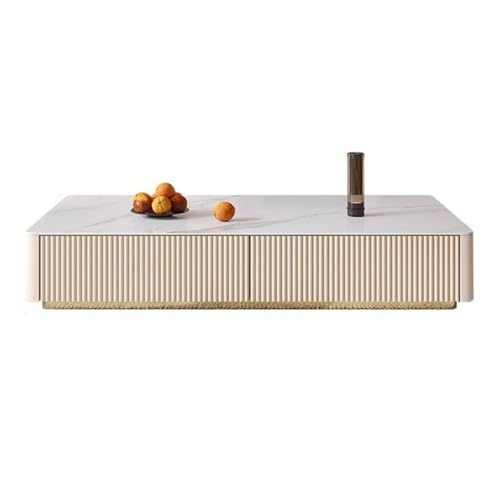 Couchtisch, rechteckig, moderner minimalistischer Couchtisch mit Schieferplatte und 4 Schubladen, Wohnzimmer-Mitteltisch, Sofatisch, einfach zu montierende Mitteltische (130 x 70 x 35 cm) von CAOJLjiaxiang-2012