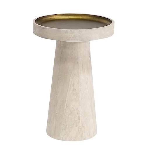 Couchtisch, runder Akzenttisch, kleiner Beistelltisch aus Massivholz, runder Nachttisch für kleine Räume, Wohnzimmer, Schlafzimmer, Büro, Couchtisch, Snacktisch, Mitteltische (Beige) von CAOJLjiaxiang-2012