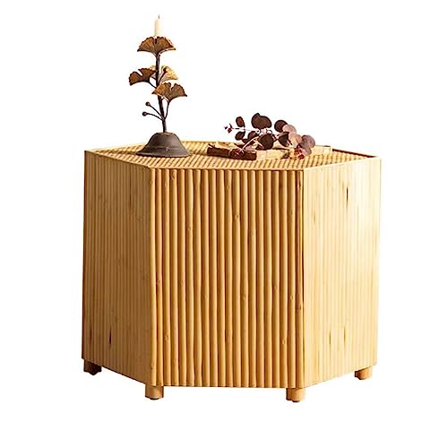 Couchtisch, rustikaler Beistelltisch, Beistelltisch, Couchtisch, Teetisch für Wohnzimmer, Balkon, Sofa, Couch, Beistelltisch mit handgewebter Tischplatte und stabilem Holzsockel, Mitteltische aus Holz von CAOJLjiaxiang-2012