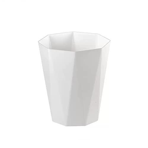 Einfacher Haushalts-Mülleimer, Wohnzimmer, Badezimmer, Küche, Schlafzimmer, Büro, papierloser Korb, Mülleimer, Badezimmer-Mülleimer (Weiß, 6 l) von CAOJLjiaxiang-2012