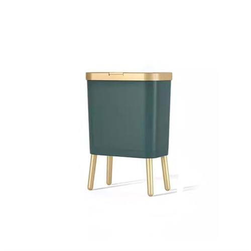 Großer Mülleimer für Zuhause, Küche, großes Fassungsvermögen, Wohnzimmer, leicht, luxuriös, mit Deckel, Pop-Up-Deckel, Naht, kreativer Papierkorb, Badezimmer-Mülleimer (dunkelgrün) von CAOJLjiaxiang-2012