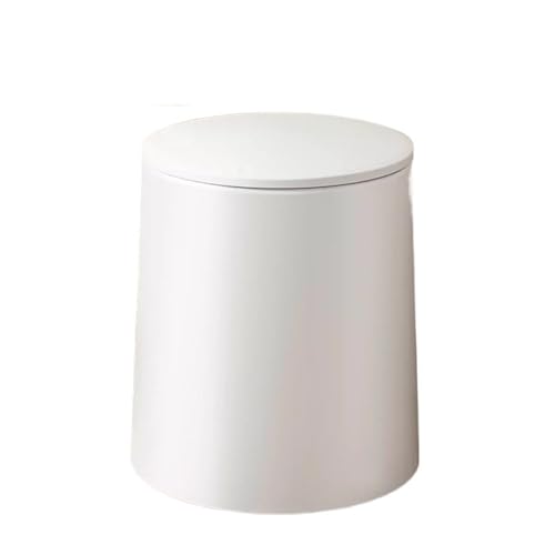 Hochwertiger Mülleimer für Zuhause, Wohnzimmer, modern, einfach, leicht, luxuriös, mit Deckel, Küche, Badezimmer, Papierkorb, Badezimmer-Mülleimer (weiß, groß) von CAOJLjiaxiang-2012