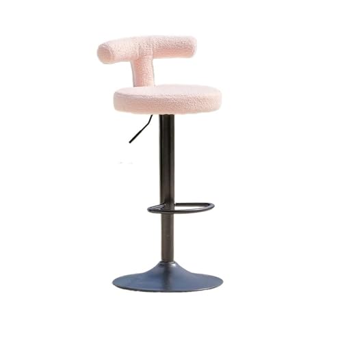 Hoher Küchenhocker, hoher Hocker für zu Hause, drehbarer Hocker, Hochstuhl für Kassierer, Barhocker, vorderer Barhocker, runder Hocker, kommerzieller Barhocker, Drehstuhl, Barhocker (Pink) von CAOJLjiaxiang-2012