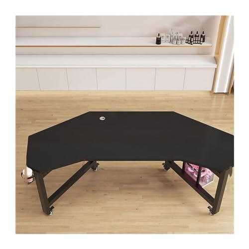 Home-Office-Schreibtisch, mobiler Live-Tischanker mit Spezialartikeln, PC-Tisch, Gaming-Tisch, Licht, Luxus-Ausstellungstisch, Werkbank, Arbeitszimmer, Schreibtisch (Schwarz, 140 x 76 x 74 cm) von CAOJLjiaxiang-2012