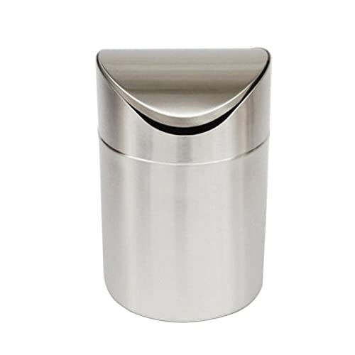 Kleiner Mülleimer, Mini-Mülleimer, Edelstahl, Schreibtisch-Mülleimer, Schwingabdeckung, Schreibtisch-Aufbewahrungseimer, Esstisch, Rohr, Badezimmer-Mülleimer (Metallisch) von CAOJLjiaxiang-2012