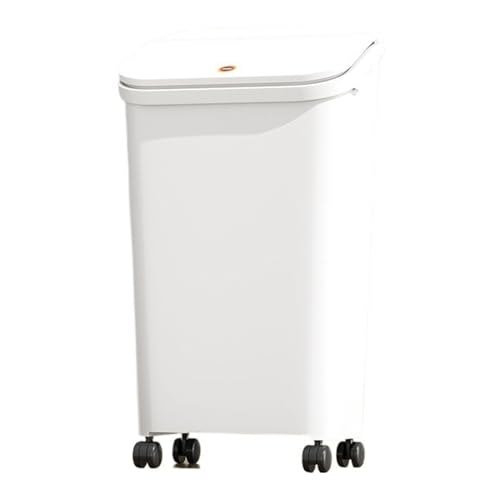 Küchenmülleimer mit Pressdeckel, mobiler Kunststoff-Mülleimer mit Rädern und integriertem Druckring für Zuhause, Bad, Büro, Garage, Mülleimer von CAOJLjiaxiang-2012