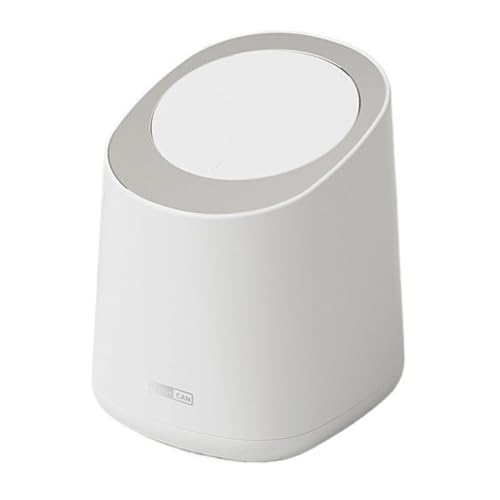 Mini-Mülleimer für den Schreibtisch, Mini-Mülleimer mit Druckdeckel, kleiner Kunststoff-Mülleimer für Couchtisch, Nachttisch, Badezimmer, Waschtisch, Badezimmer-Mülleimer (Elfenbeinweiß) von CAOJLjiaxiang-2012