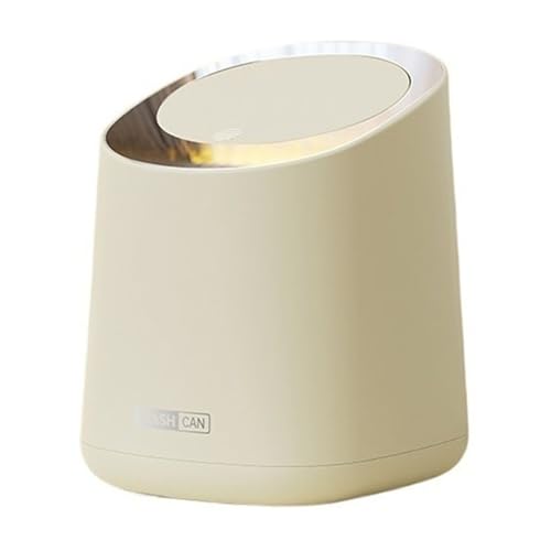 Mini-Mülleimer für den Schreibtisch, Mini-Mülleimer mit Druckdeckel, kleiner Kunststoff-Mülleimer für Couchtisch, Nachttisch, Badezimmer, Waschtisch, Badezimmer-Mülleimer (cremeweiß) von CAOJLjiaxiang-2012
