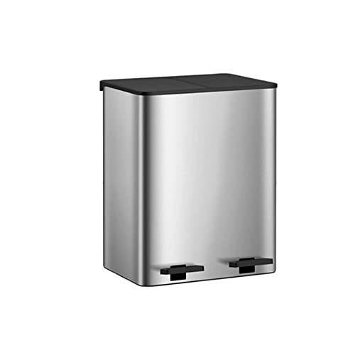 Mülleimer, 12 l, Haushaltsmülleimer, Fußpedal, Küche, Edelstahl, Nass- und Trockenabfallkorb mit Deckel, Doppelfass, großes Fassungsvermögen, Badezimmer-Mülleimer (Silber) von CAOJLjiaxiang-2012