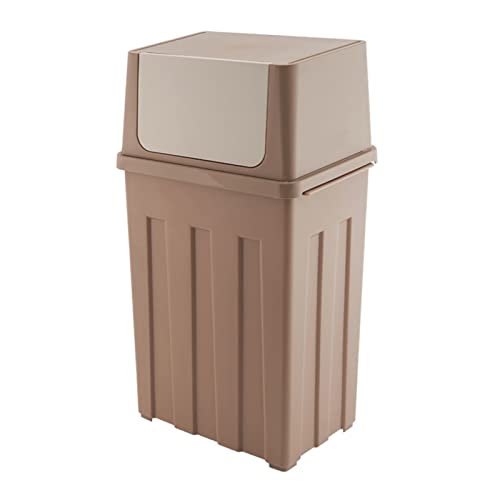 Mülleimer, 30 l, großes Fassungsvermögen, Haushaltsmülleimer, Wohnzimmer, Büro, Abfalleimer, Schule, Schlafsaal, abgedeckter Abfalleimer, Badezimmer, Mülleimer (braun) von CAOJLjiaxiang-2012