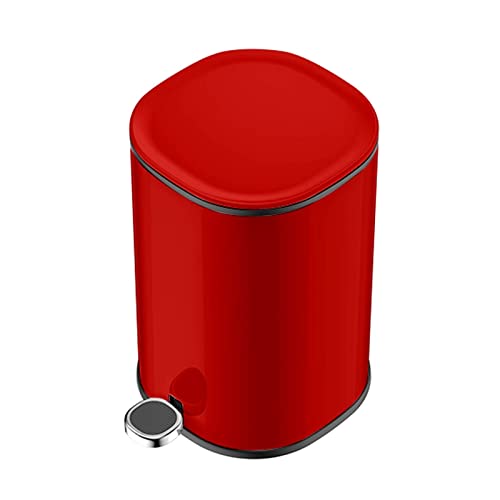 Mülleimer, 5 l, Mülleimer, Zuhause, Schlafzimmer, Badezimmer, Wohnzimmer, Fußpedal, einfach mit Abdeckung, Mülleimer, Küche, Bad, Büro, Papierkorb, Badezimmer, Mülleimer (rot) von CAOJLjiaxiang-2012