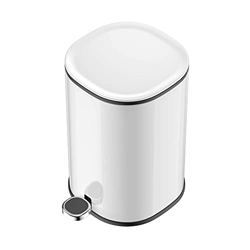 Mülleimer, 5 l, für Zuhause, Schlafzimmer, Badezimmer, Wohnzimmer, Fußpedal, einfach mit Abdeckung, Mülleimer, Küche, Bad, Büro, Papierkorb, Badezimmer, Mülleimer (weiß) von CAOJLjiaxiang-2012