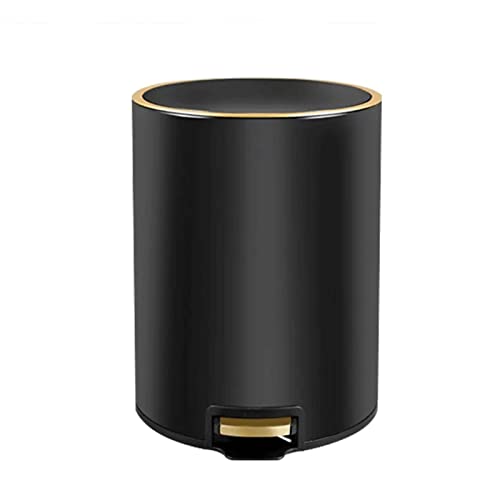 Mülleimer, 8 l/13 l, Edelstahl, Pedal-Mülleimer, Schlafzimmer, Büro, Mülleimer mit Abdeckung, Mülleimer, Badezimmer, Mülleimer (Schwarz, 8 l) von CAOJLjiaxiang-2012