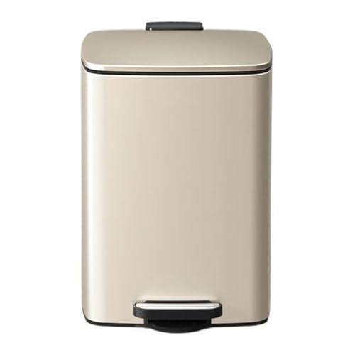 Mülleimer, gebürsteter Edelstahl, quadratischer Tret-Recycling-Mülleimer mit Deckel und Inneneimern, freihändiger Stahl-Stufen-Mülleimer für Zuhause, Büro, Badezimmer, Mülleimer (Cremeweiß, 20 l), 20 Mülleimer, gebürsteter Edelstahl, quadratischer Tret-Recycling-Mülleimer mit Deckel und Inneneimern, freihändiger Stahl-Stufen-Mülleimer für Zuhause, Büro, Badezimmer, Mülleimer (Cremeweiß, 20 l), 20 von CAOJLjiaxiang-2012