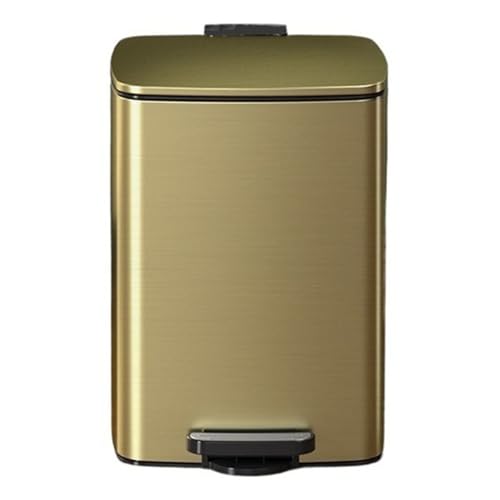 Mülleimer, gebürsteter Edelstahl, quadratischer Tret-Recycling-Mülleimer mit Deckel und Inneneimern, freihändiger Stahl-Stufen-Mülleimer für Zuhause, Büro, Badezimmer, Mülleimer (Gold, 20 l), 20 l von CAOJLjiaxiang-2012