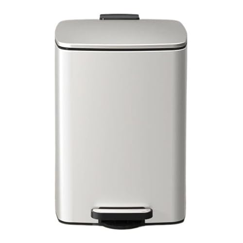 Mülleimer, gebürsteter Edelstahl, quadratischer Tret-Recycling-Mülleimer mit Deckel und Inneneimern, freihändiger Stahl-Stufen-Mülleimer für Zuhause, Büro, Badezimmer, Mülleimer (Weiß, 30 l) von CAOJLjiaxiang-2012