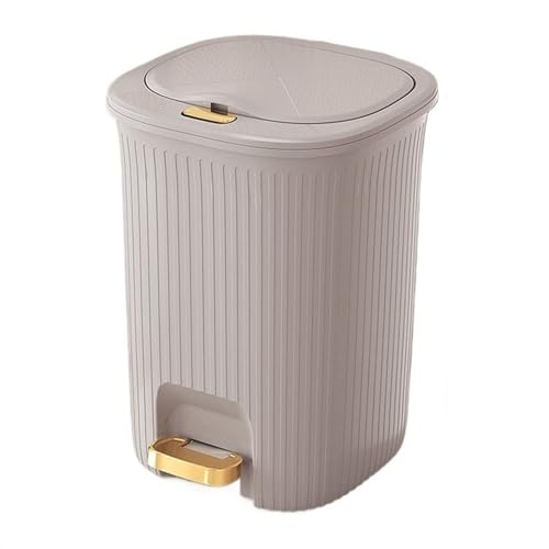 Mülleimer 8/10/15/20 Liter Badezimmer-Mülleimer mit Deckel, schmaler Kunststoff-Mülleimer mit Druckleiste und goldenem Pedal für Wohnzimmer, Schlafzimmer, Büro, Küche, Badezimmer, Mülleimer (Grau, 20 Mülleimer 8/10/15/20 Liter Badezimmer-Mülleimer mit Deckel, schmaler Kunststoff-Mülleimer mit Druckleiste und goldenem Pedal für Wohnzimmer, Schlafzimmer, Büro, Küche, Badezimmer, Mülleimer (Grau, 20 von CAOJLjiaxiang-2012