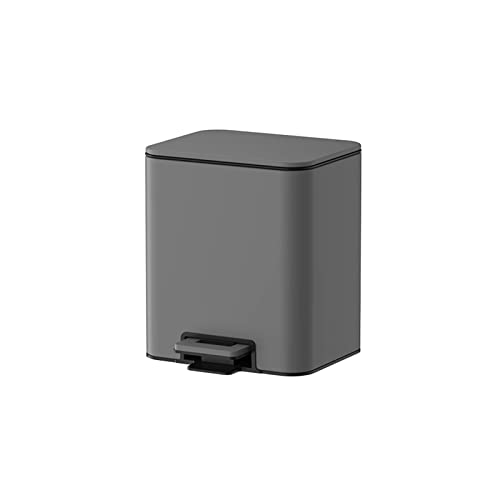Mülleimer 8 l/12 l/15 l, Haushalts-Edelstahl-Mülleimer, Wohnzimmer, Schlafzimmer, Büro, Papierkorb mit Abdeckung, Badezimmer-Mülleimer (Grau, 8 l) von CAOJLjiaxiang-2012