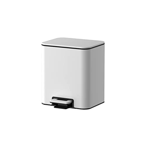 Mülleimer 8 l/12 l/15 l, Haushalts-Edelstahl-Mülleimer, Wohnzimmer, Schlafzimmer, Büro, Papierkorb mit Abdeckung, Badezimmer-Mülleimer (Weiß, 8 l) von CAOJLjiaxiang-2012