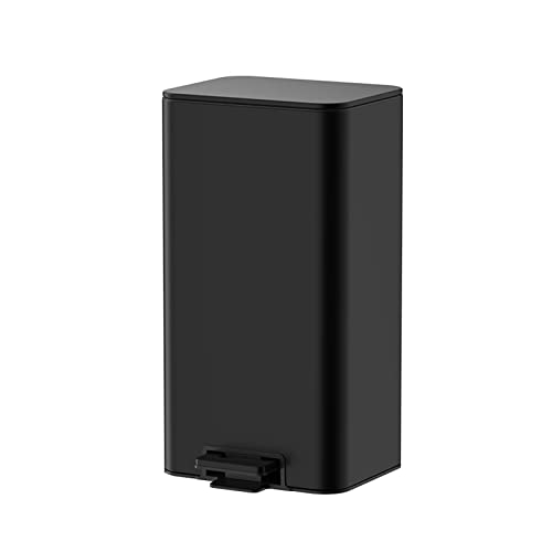 Mülleimer 8 l/12 l/15 l, Haushalts-Edelstahl-Mülleimer, Wohnzimmer, Schlafzimmer, Büro, Papierkorb mit Abdeckung, Badezimmer-Mülleimer (schwarz, 15 l) von CAOJLjiaxiang-2012