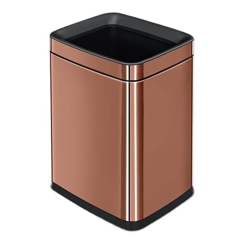 Mülleimer aus Edelstahl, Anti-Fingerabdruck, offene Oberseite, Metall-Mülleimer mit Druckring und herausnehmbarem Inneneimer für Wohnzimmer, Schlafzimmer, Büro, Badezimmer, Abfalleimer (Roségold) von CAOJLjiaxiang-2012
