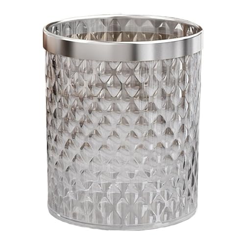 Mülleimer aus Kunststoff, transparent, 11/15 Liter, runder Mülleimer mit offenem Deckel, Dekoration für Mülleimer mit Druckring für Büro und Mülleimer aus Kunststoff, transparent, 11/15 Liter, runder Mülleimer mit offenem Deckel, Dekoration für Mülleimer mit Druckring für Büro und von CAOJLjiaxiang-2012