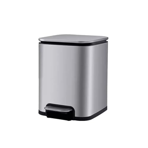Mülleimer für Küche, Haushalt, Edelstahl, Wohnzimmer, WC, Badezimmer, Büro, Pedaltyp mit Deckel, großes Fassungsvermögen, Badezimmer-Mülleimer (Silber, 8 l) von CAOJLjiaxiang-2012