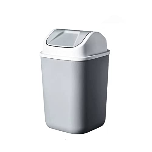 Mülleimer für den Innenbereich, mit Deckel, Küche, WC, Kunststoff-Mülleimer mit Schwingdeckel, 12 l/14 l, Badezimmer-Mülleimer (Grau, 12 l) von CAOJLjiaxiang-2012
