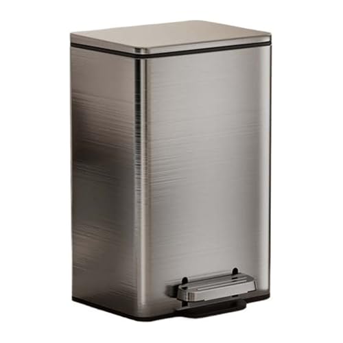 Mülleimer mit Deckel, Edelstahl-Mülleimer mit Fußpedal, sanft schließender Abfalleimer mit Inneneimer für Zuhause, Büro, kommerzielles Badezimmer, Mülleimer (Silber, 30 l) von CAOJLjiaxiang-2012