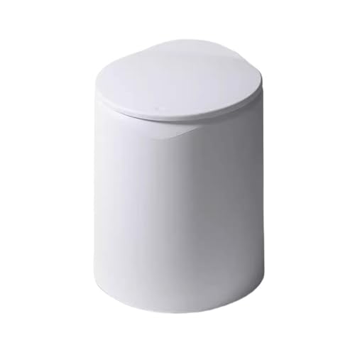 Mülleimer mit Deckel für Wohnzimmer, Schlafzimmer, luxuriöses Licht, Toilette für Zuhause, Bad, Küche, Papierkorb mit großem Fassungsvermögen, Rohrpresse, Badezimmer-Mülleimer (weiß) von CAOJLjiaxiang-2012