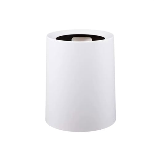 Mülleimer mit drehbarem Deckel für Schlafzimmer, Zuhause, Küche, Wohnzimmer, Bad, Büro, kreatives Licht, luxuriös, hoher Farbwert, Badezimmer-Mülleimer (weiß, mittel) von CAOJLjiaxiang-2012