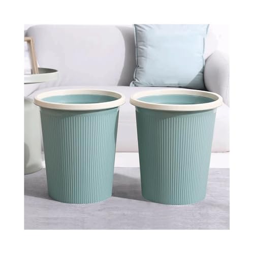 Mülleimer ohne Deckel, rund, Kunststoff, einfarbig, mit Druckring, geeignet für Wohnzimmer, Schlafzimmer, Küche usw. Klein/Mittel/Groß, 2 Stück (Blau, Groß) von CAOJLjiaxiang-2012
