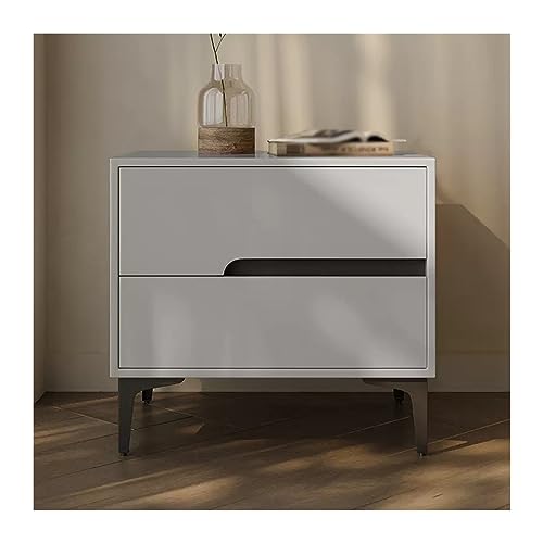 NightStands Einfacher Nachttisch aus Holz, schmale Seite mit doppelter Schublade, Nachttisch (Grau, klein) von CAOJLjiaxiang-2012