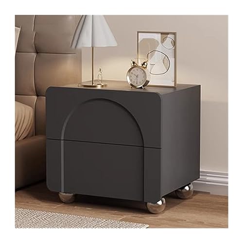 NightStands Kleiner Nachttisch aus Holz, einfache Schlafzimmeraufbewahrung, Nachttisch mit doppelter Schublade (schwarz, groß) von CAOJLjiaxiang-2012