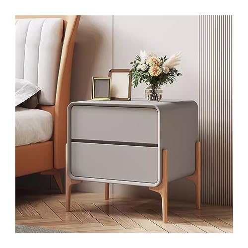 NightStands Minimalistischer Schlafzimmer-Nachttisch, kleiner Holzschrank mit doppelten Schubladen (Hellgrau, groß) von CAOJLjiaxiang-2012